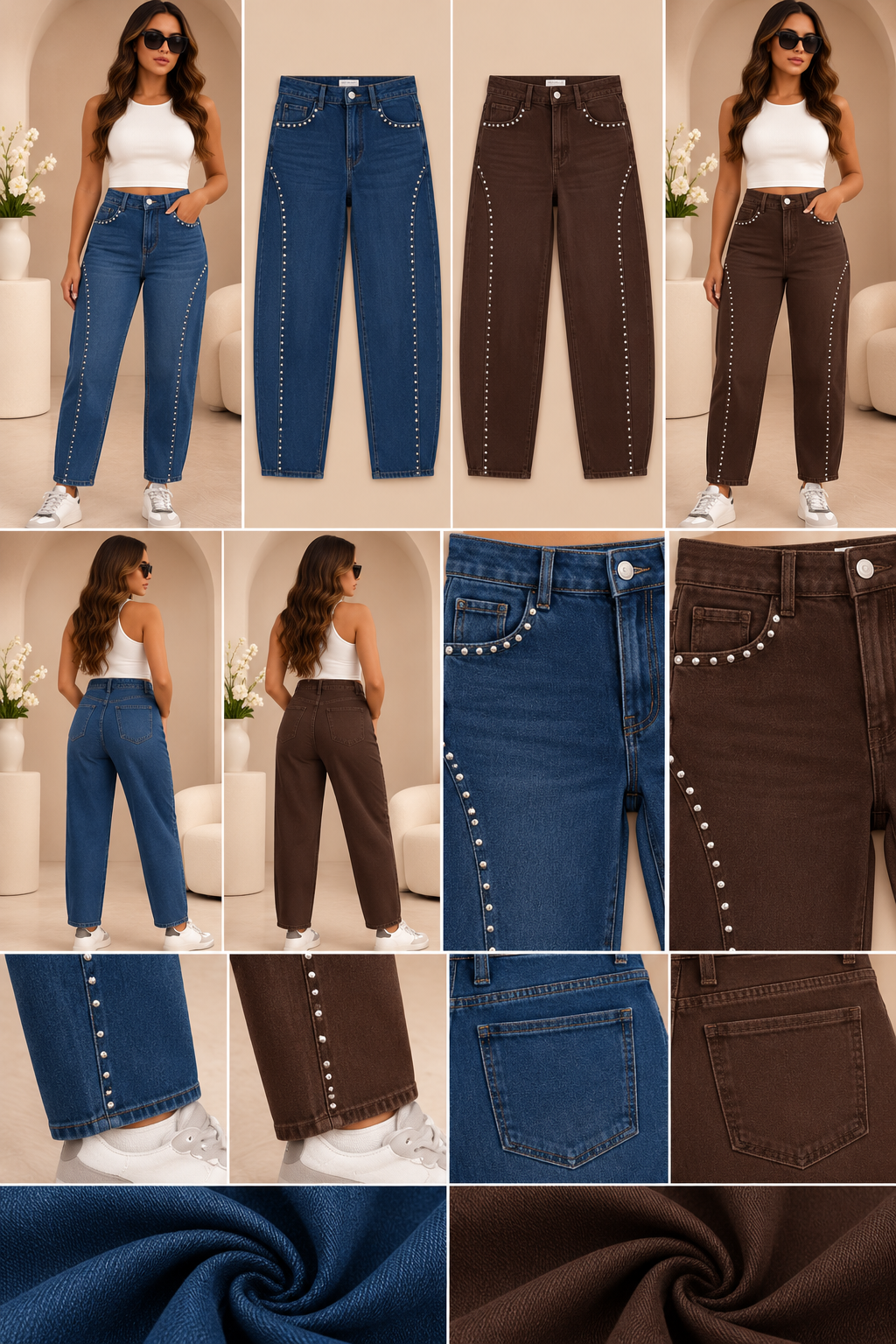 Sienna Studded Barrel Jeans